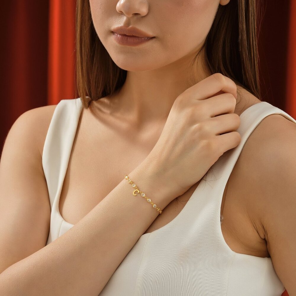 Personalized Initial Bracelet With Zircon Stones … - image 3